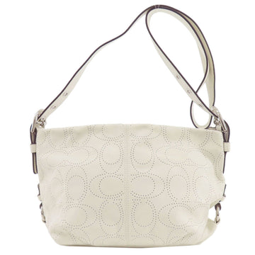 Coach Signature White Leather Shoulder Bag