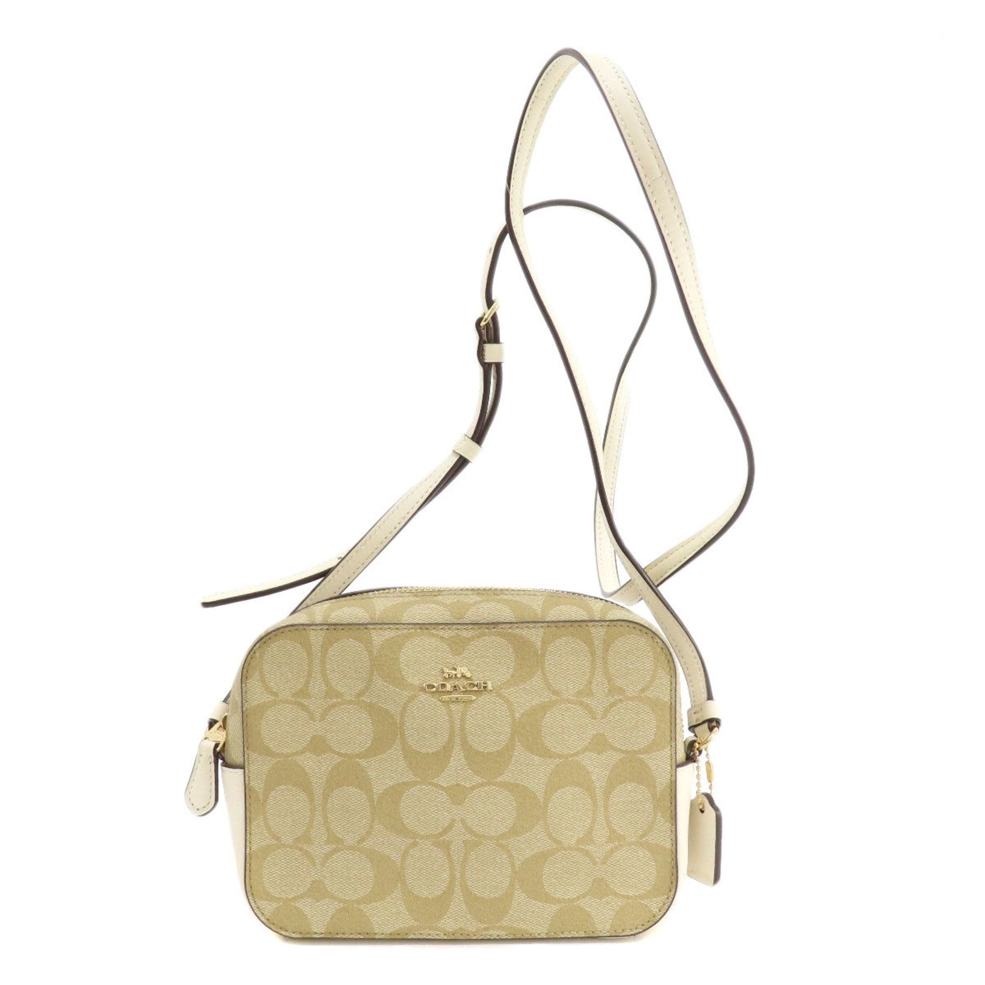 Coach Signature Beige Canvas Shoulder Bag