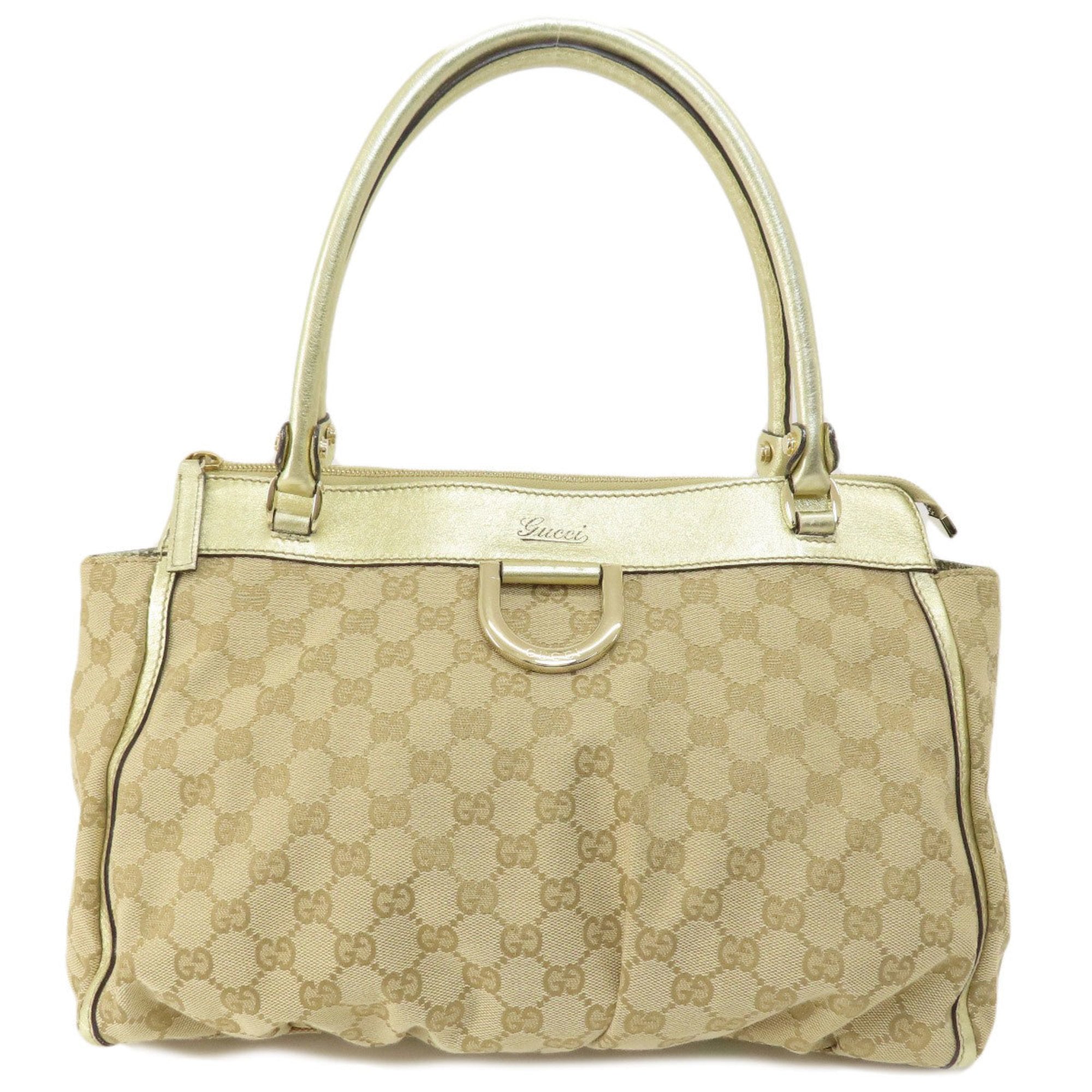 Gucci Abbey Gold Canvas Tote Bag