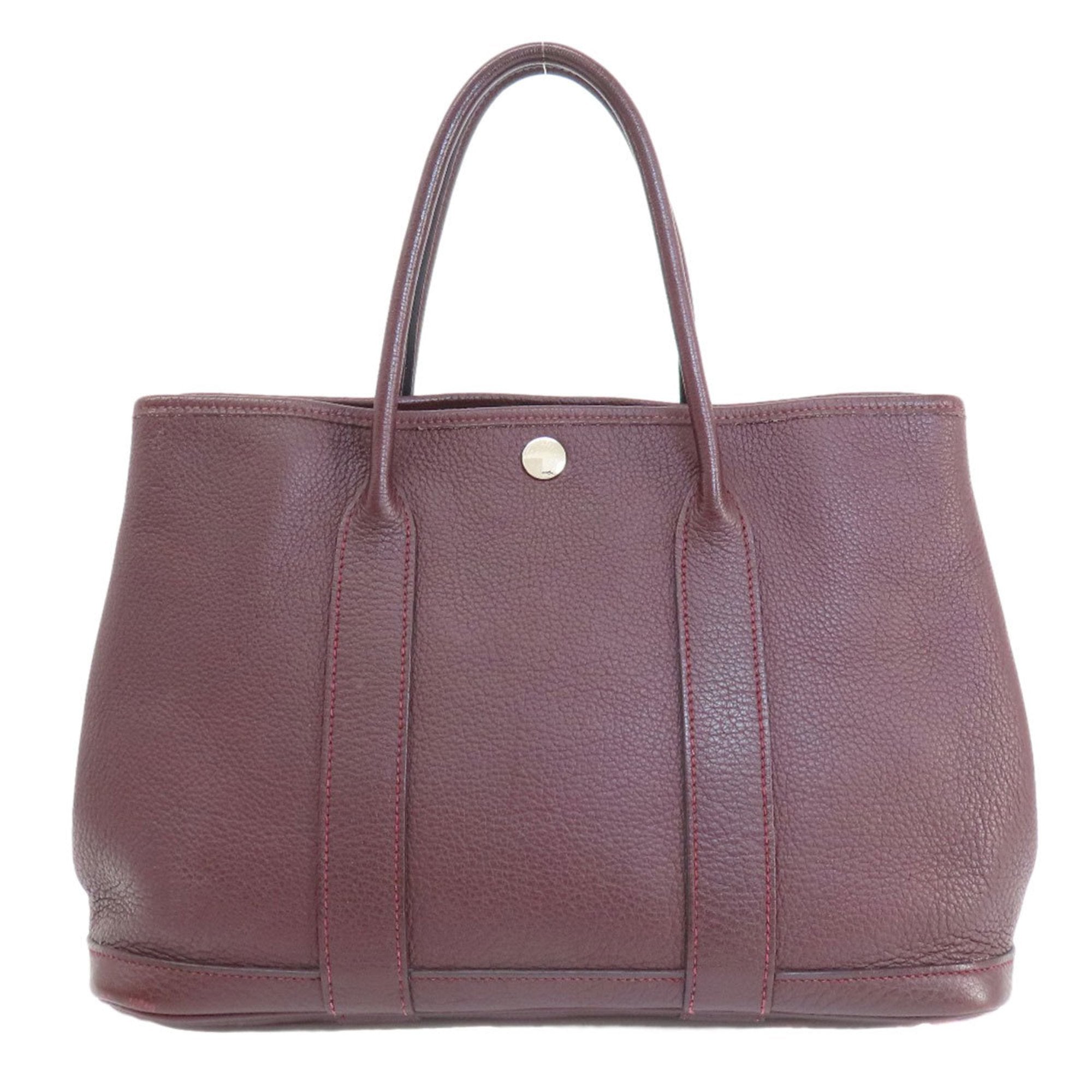 Hermès Garden Party Burgundy Leather Handbag 