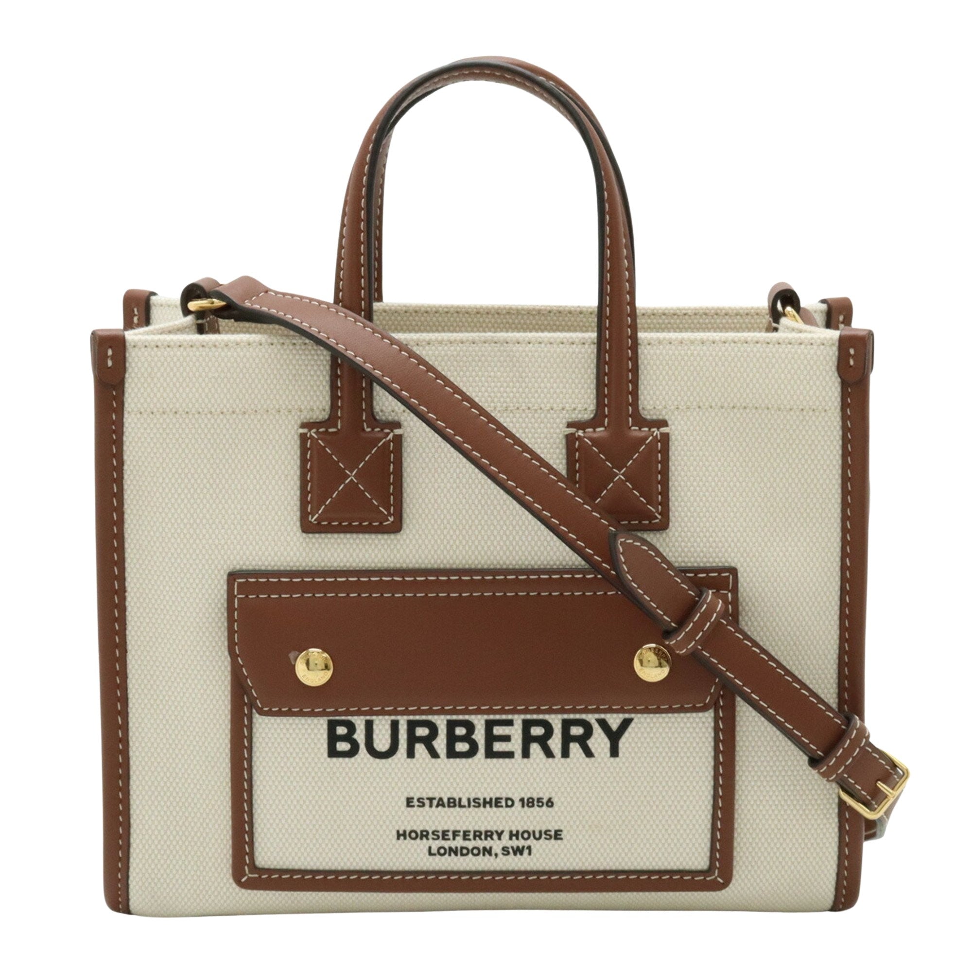 Burberry Freya Brown Canvas Tote Bag