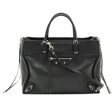 Balenciaga PAPIER A6 ZIP AROUND Black Leather Tote Bag