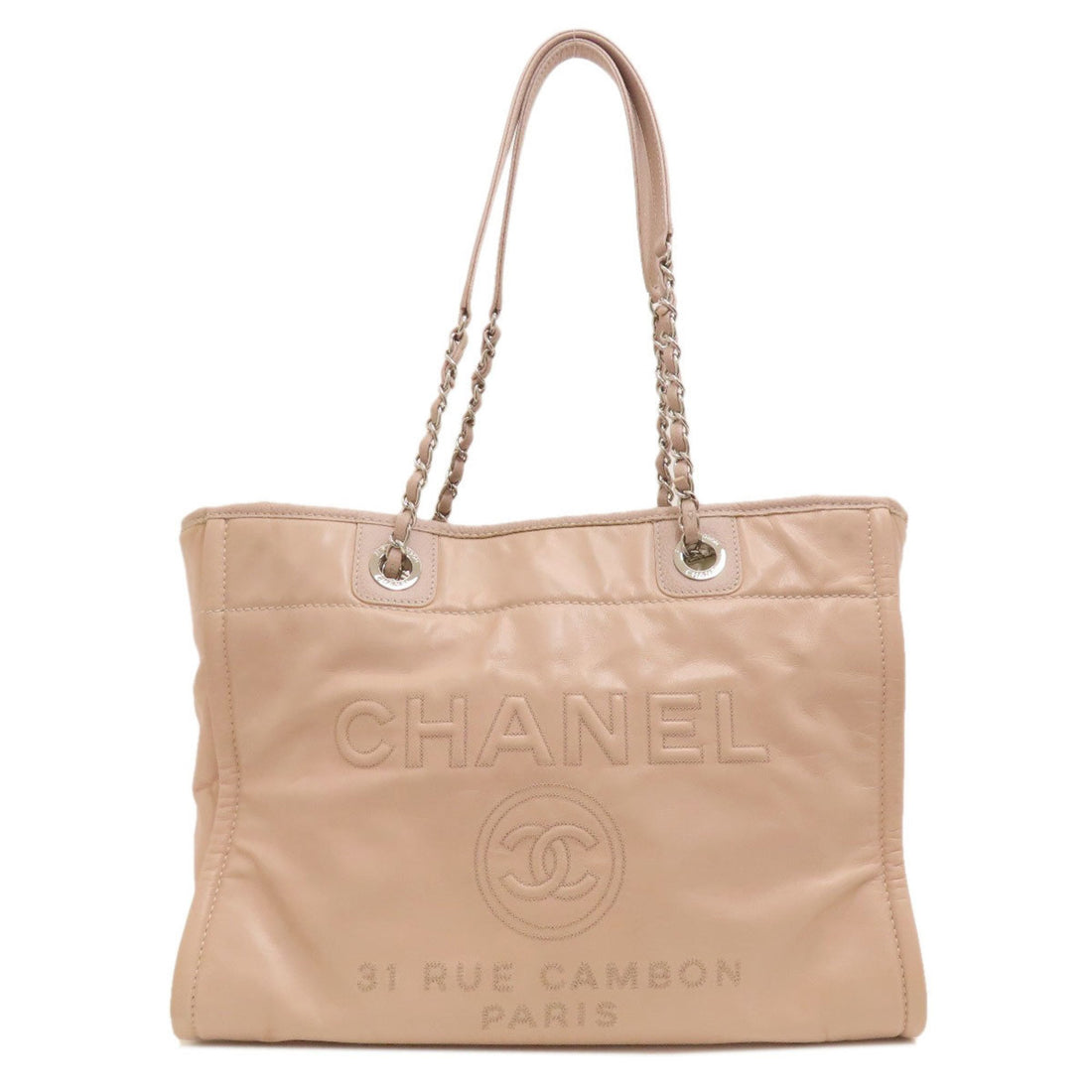 Chanel Deauville Pink Leather Tote Bag