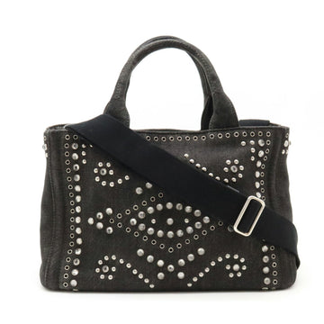 Prada Canapa Black Denim - Jeans Handbag 