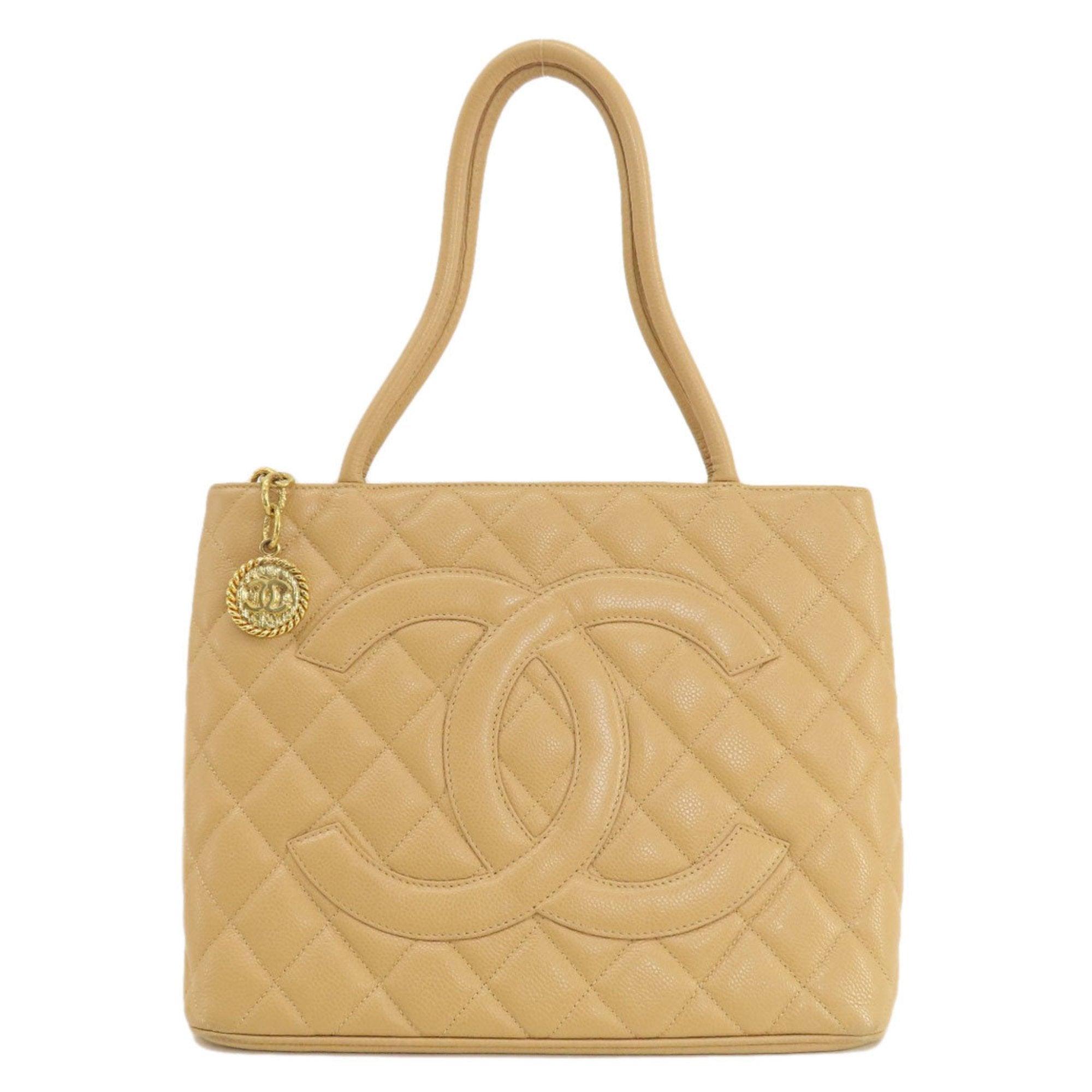 Chanel Medaillon Beige Leather Tote Bag