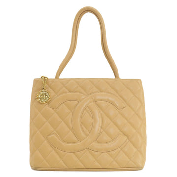 Chanel Medaillon Beige Leather Tote Bag