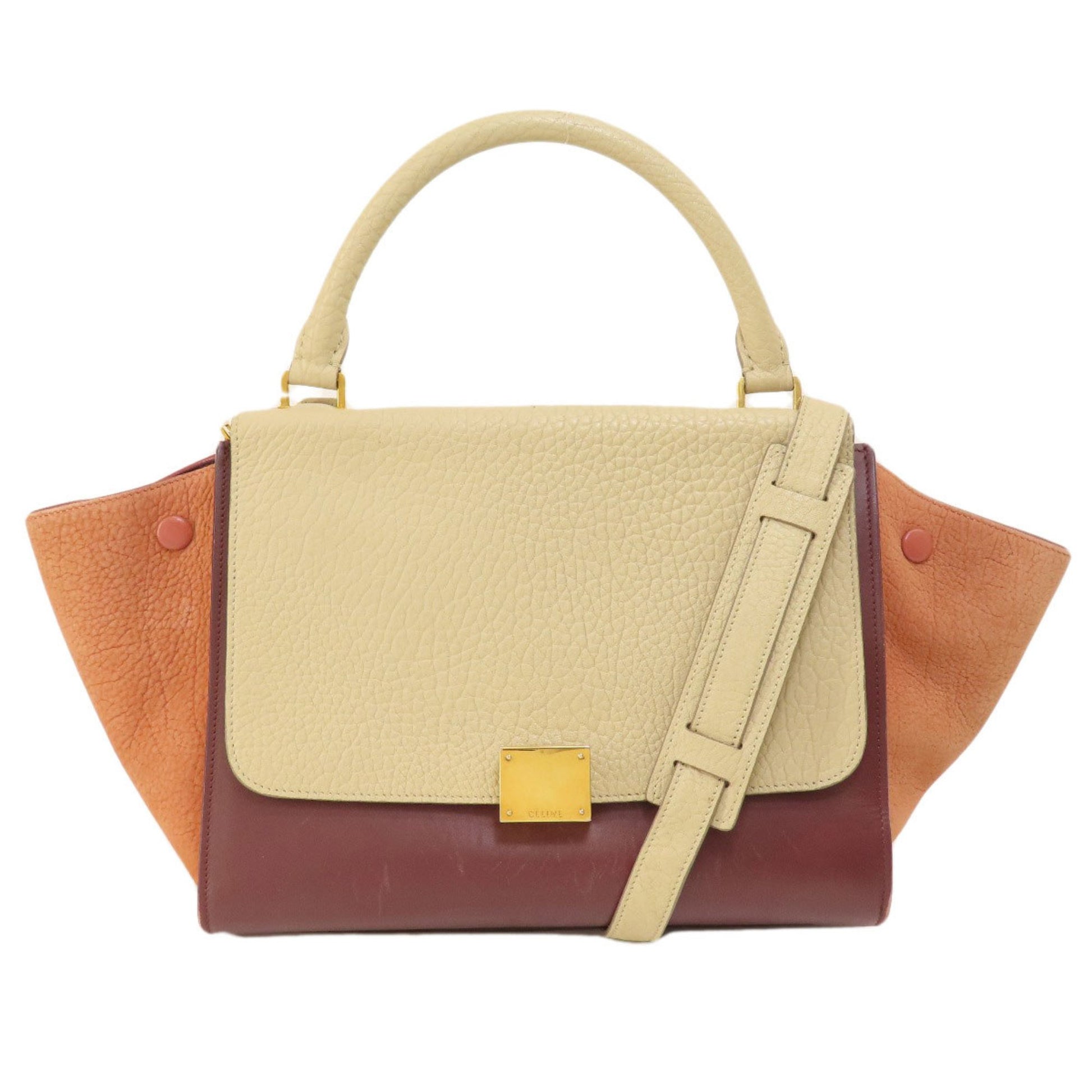 Céline Trapèze Beige Leather Handbag 