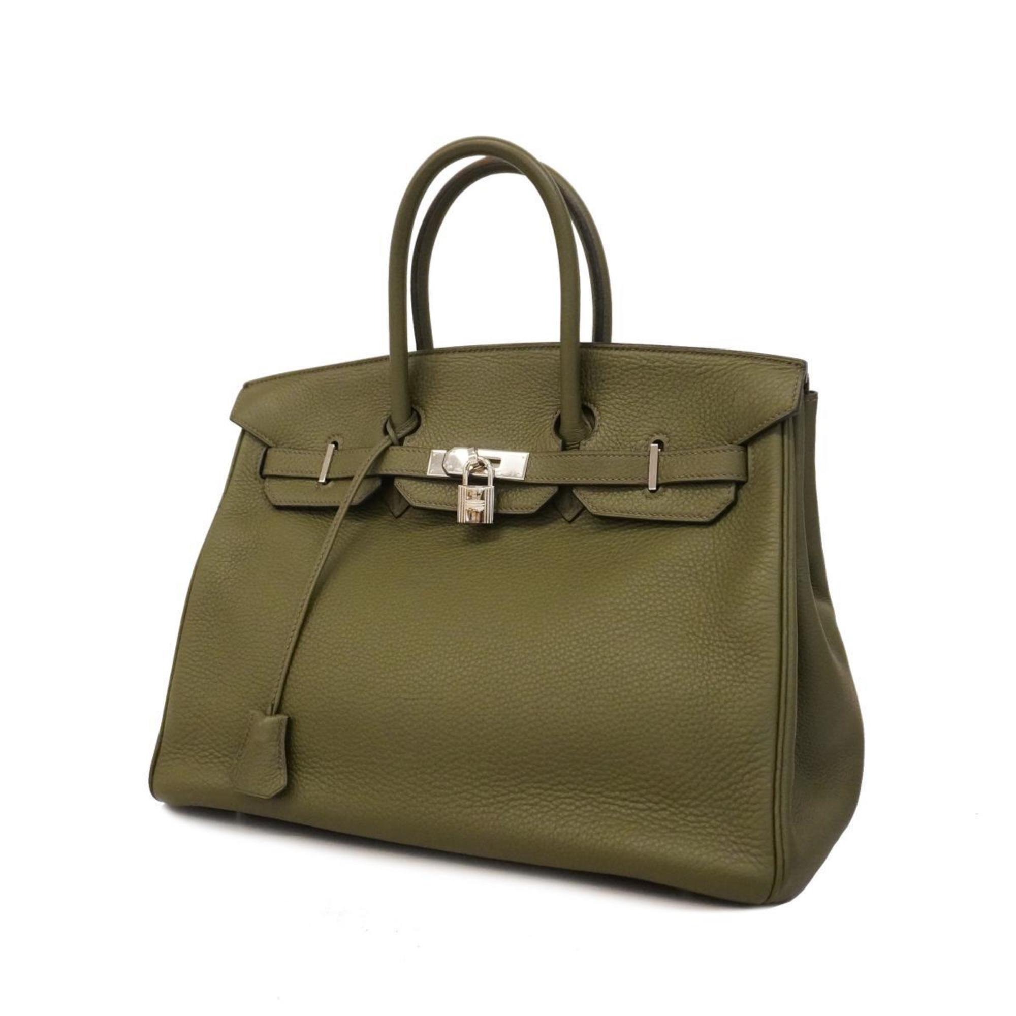 Hermès Birkin 35 Khaki Leather Handbag 