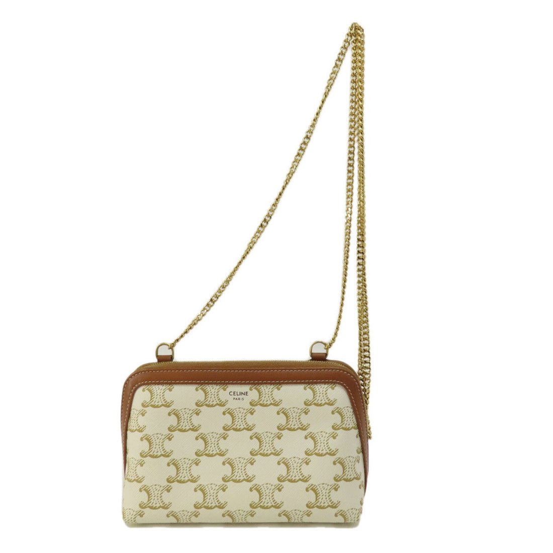 Céline Triomphe White Canvas Shoulder Bag