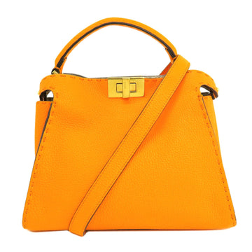 Fendi Peekaboo Orange Pony-Style Calfskin Handbag 