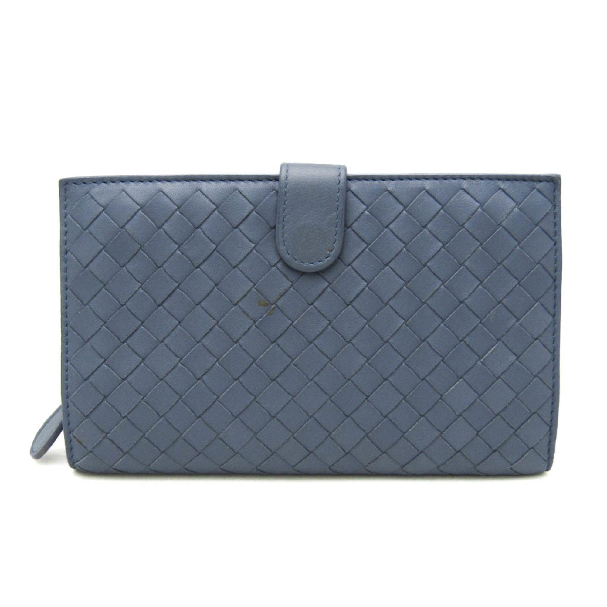 Bottega Veneta Intrecciato Blue Leather Wallet 