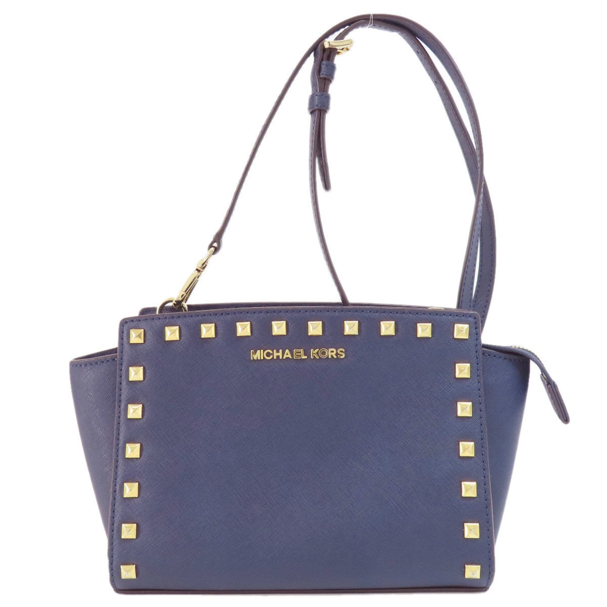 Michael Kors Selma Navy Leather Shoulder Bag