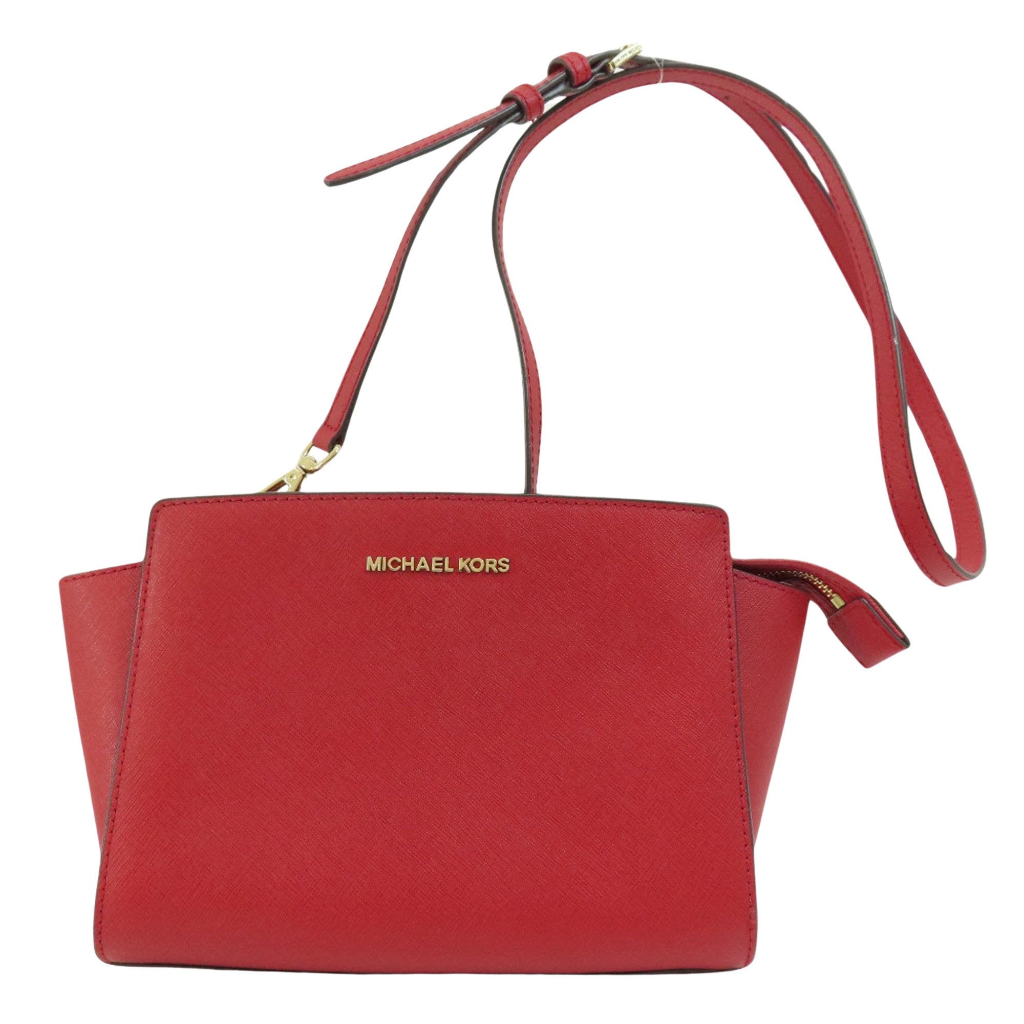 Michael Kors Selma Red Leather Shoulder Bag