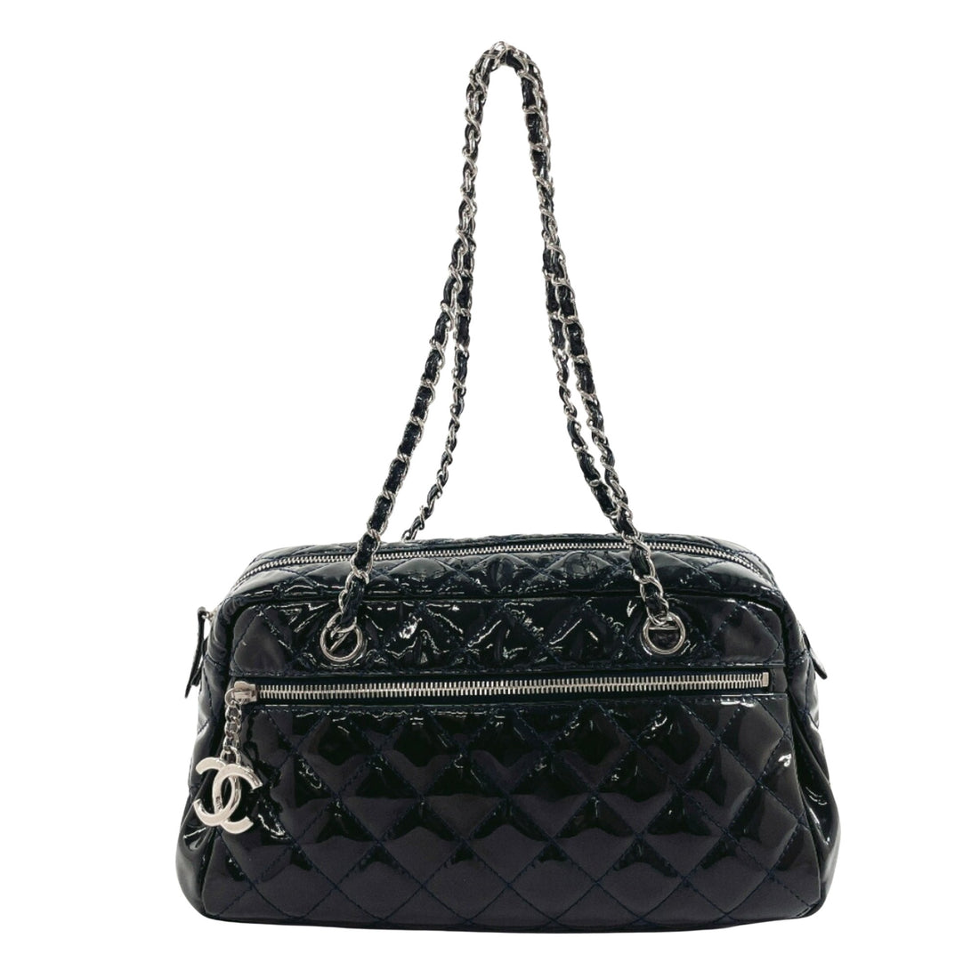 Chanel Matelassé Navy Patent Leather Shoulder Bag