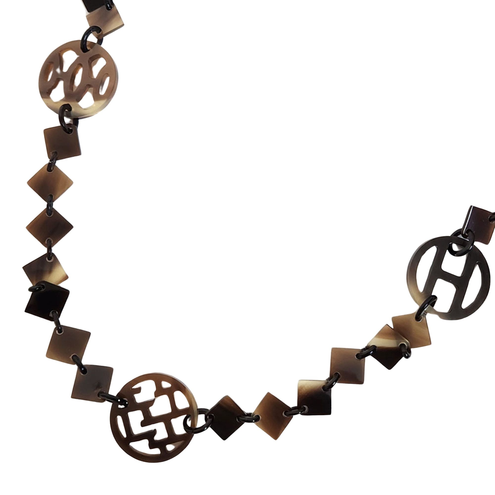 Hermès Brown Horn Necklace 