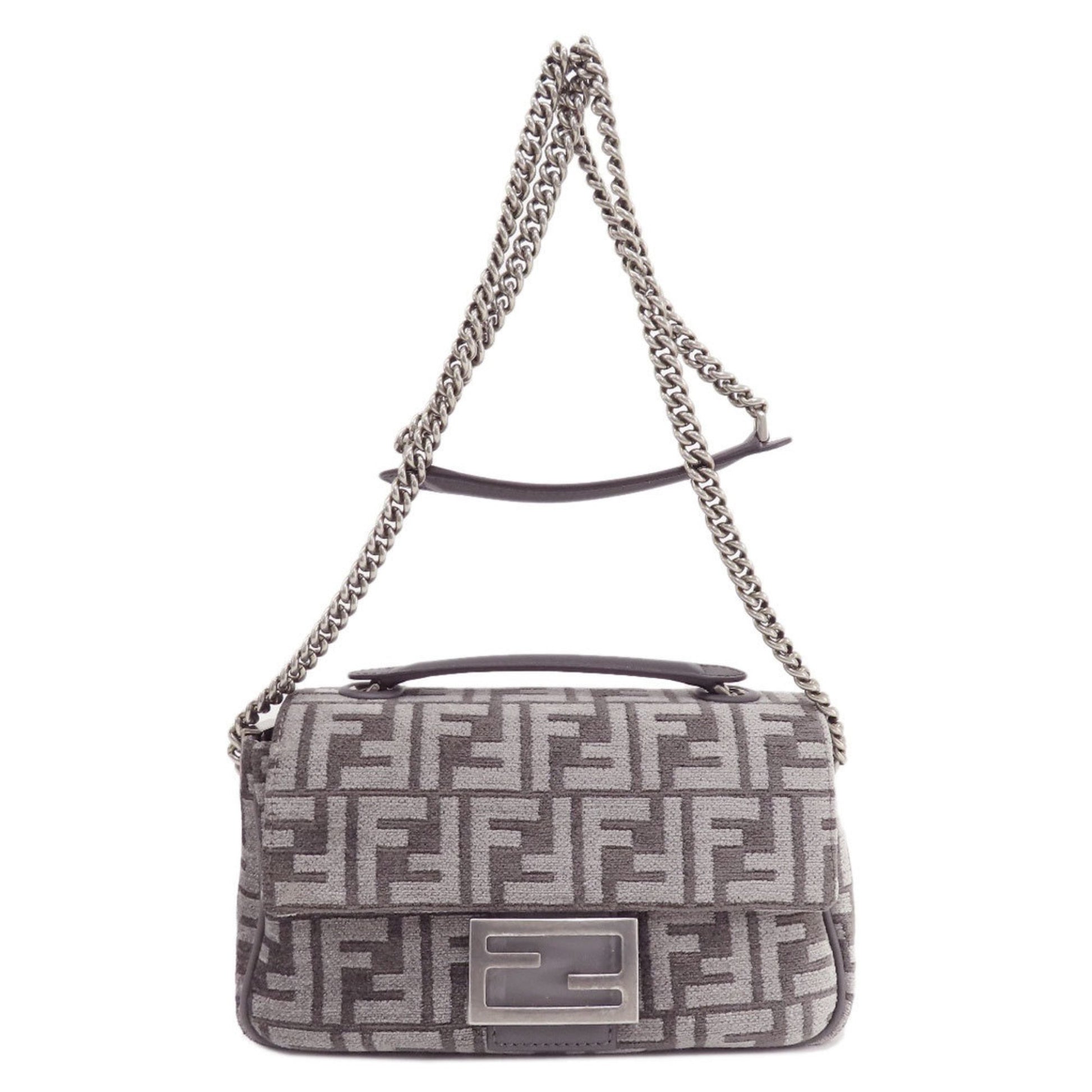 Fendi Baguette Grey Polyester Shoulder Bag