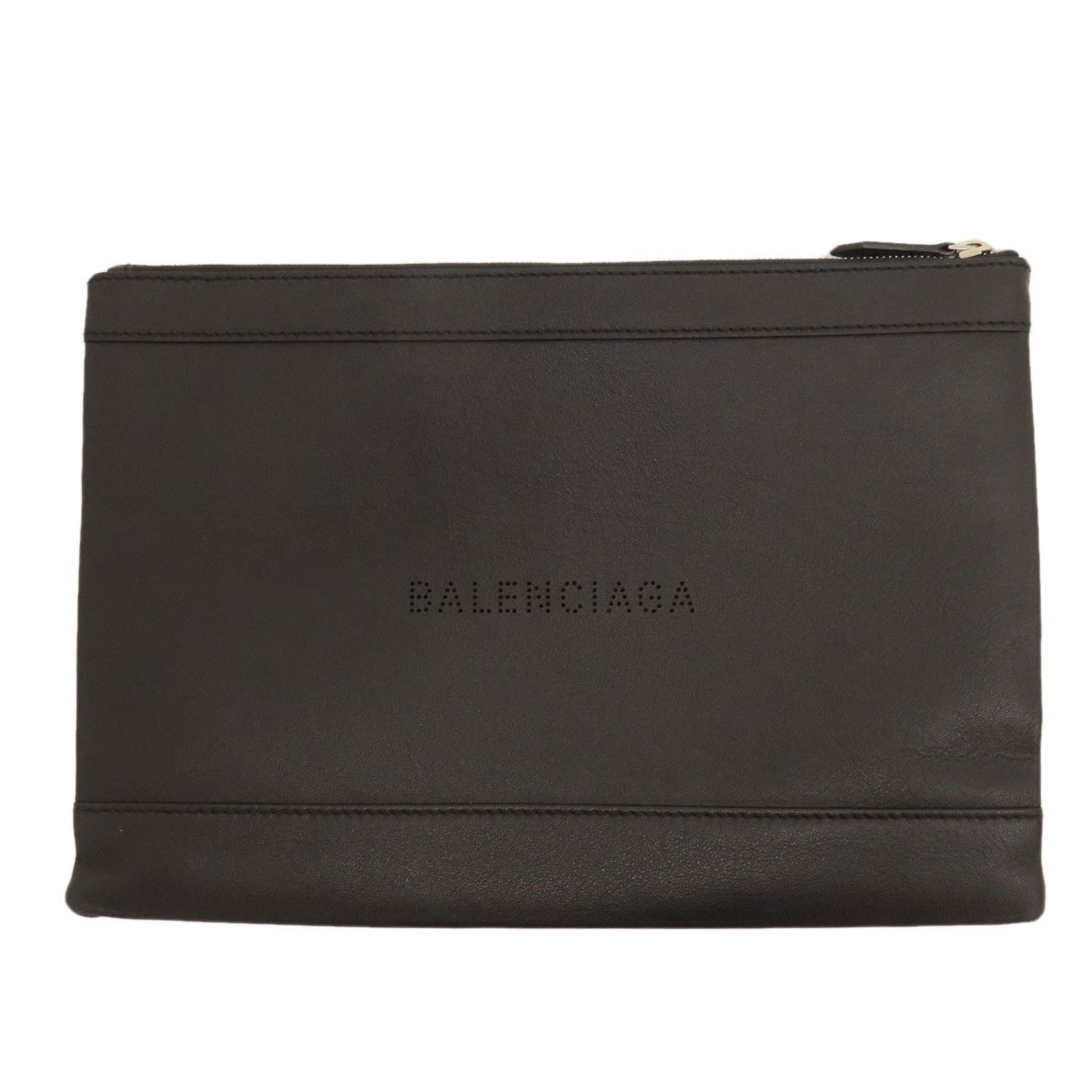 Balenciaga Navy Black Leather Clutch Bag