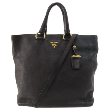 Prada Daino Black Leather Tote Bag