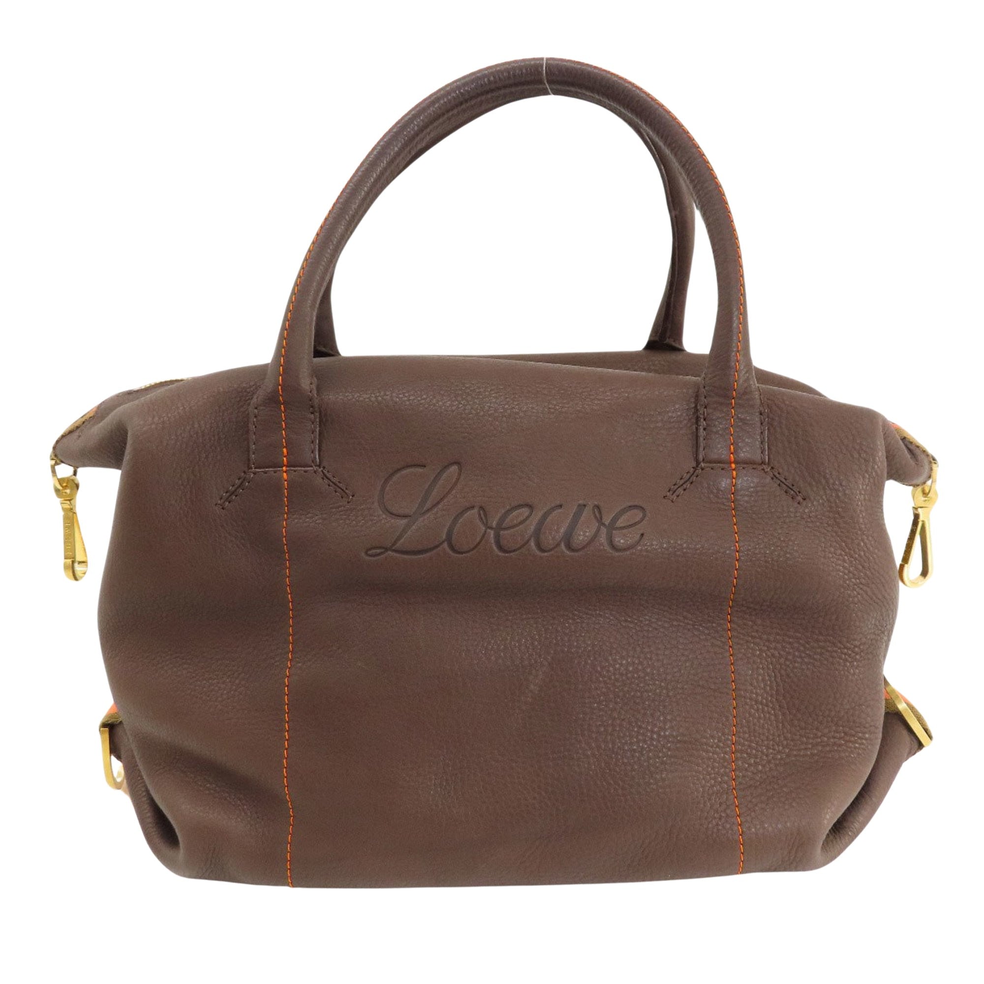 Loewe Logo Brown Leather Handbag 