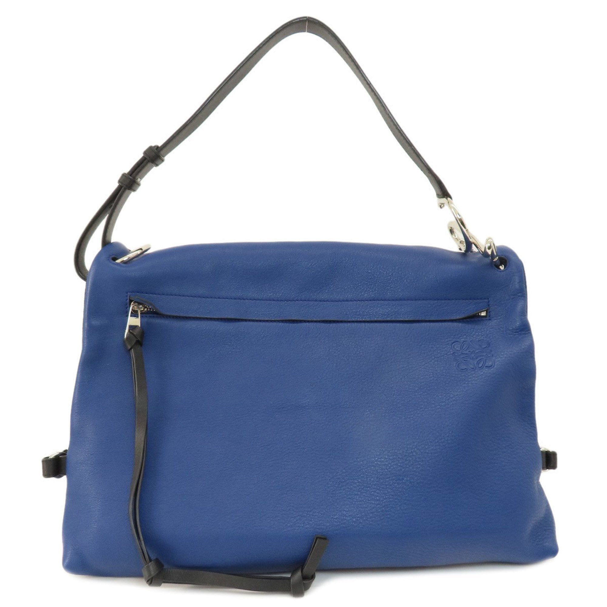 Loewe Anagram Blue Leather Shoulder Bag