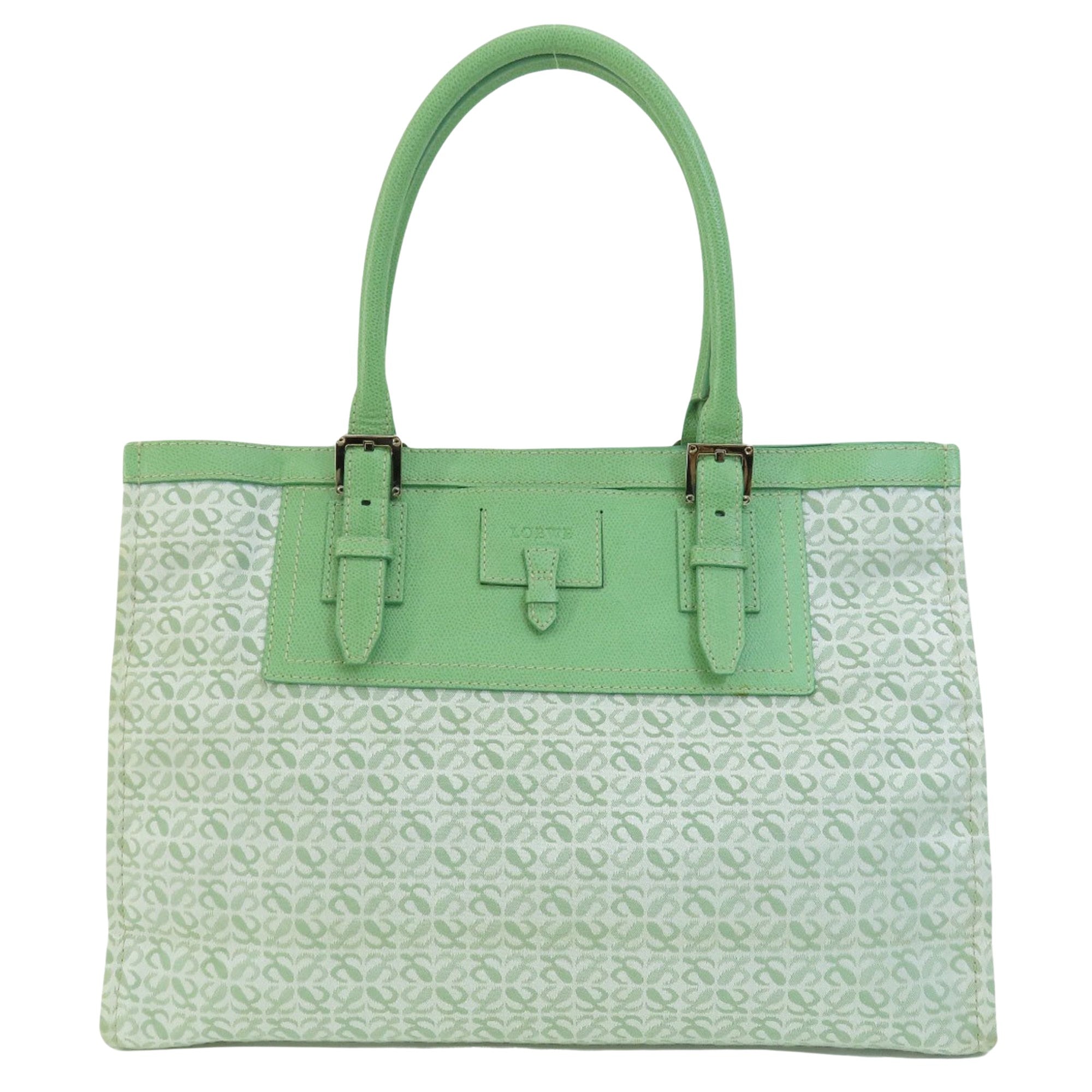 Loewe Anagram Green Canvas Tote Bag