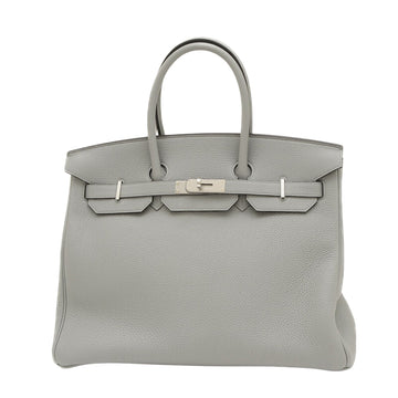 Hermès Birkin 35 Grey Leather Handbag 