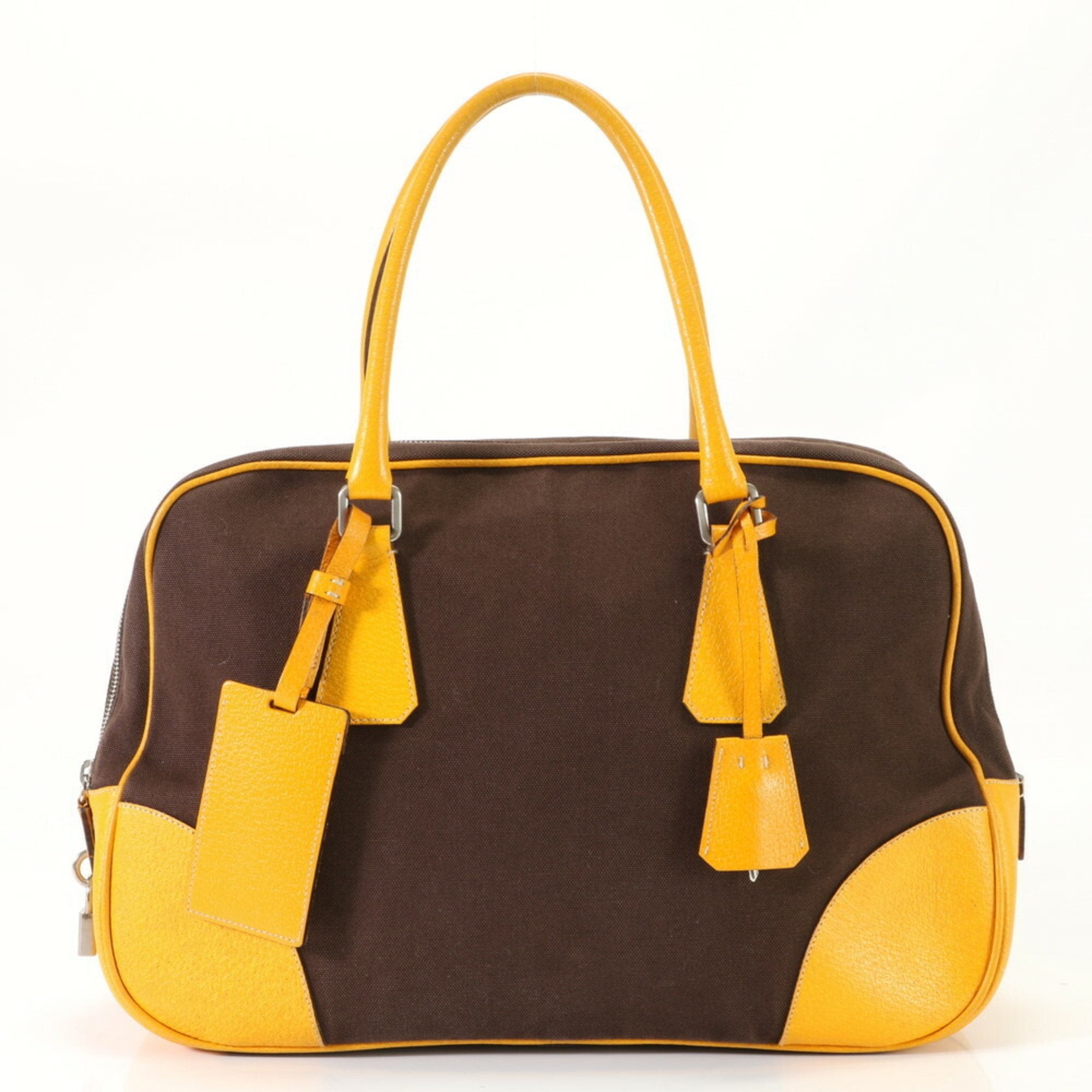 Prada Bowling Brown Canvas Handbag 