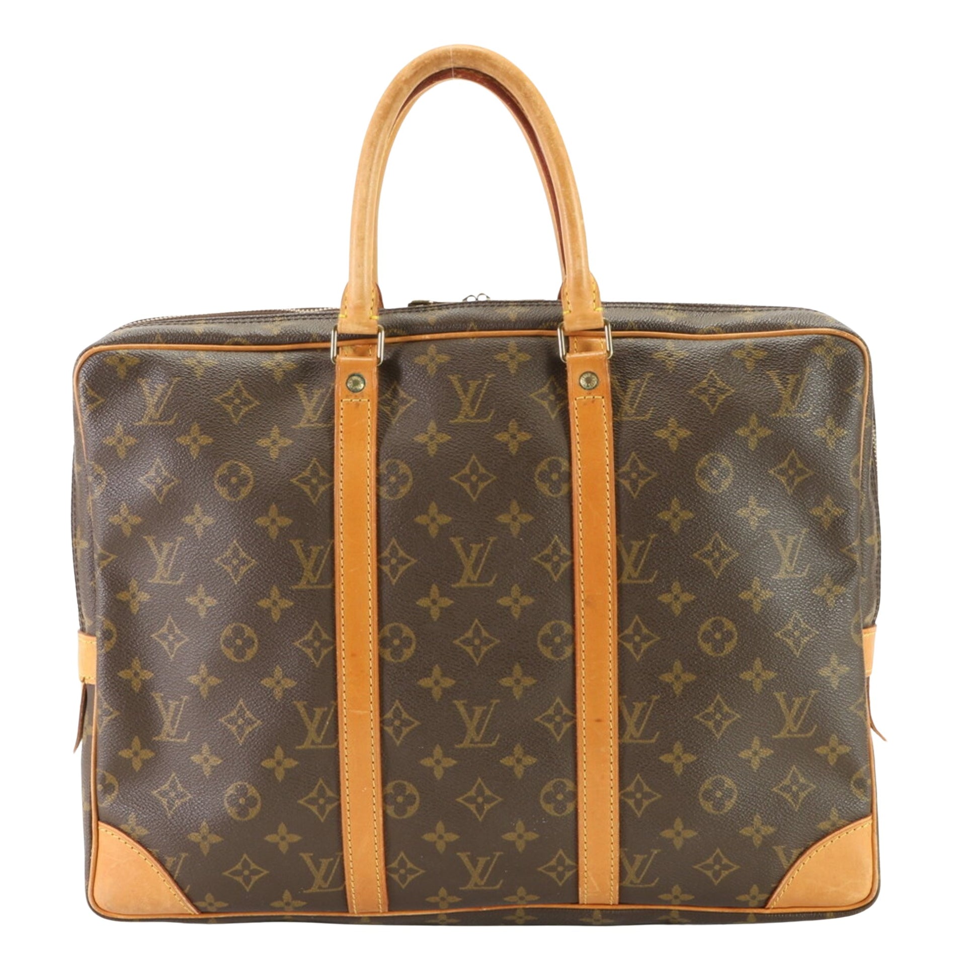 Louis Vuitton Porte Documents Voyage Brown Canvas Briefcase Bag