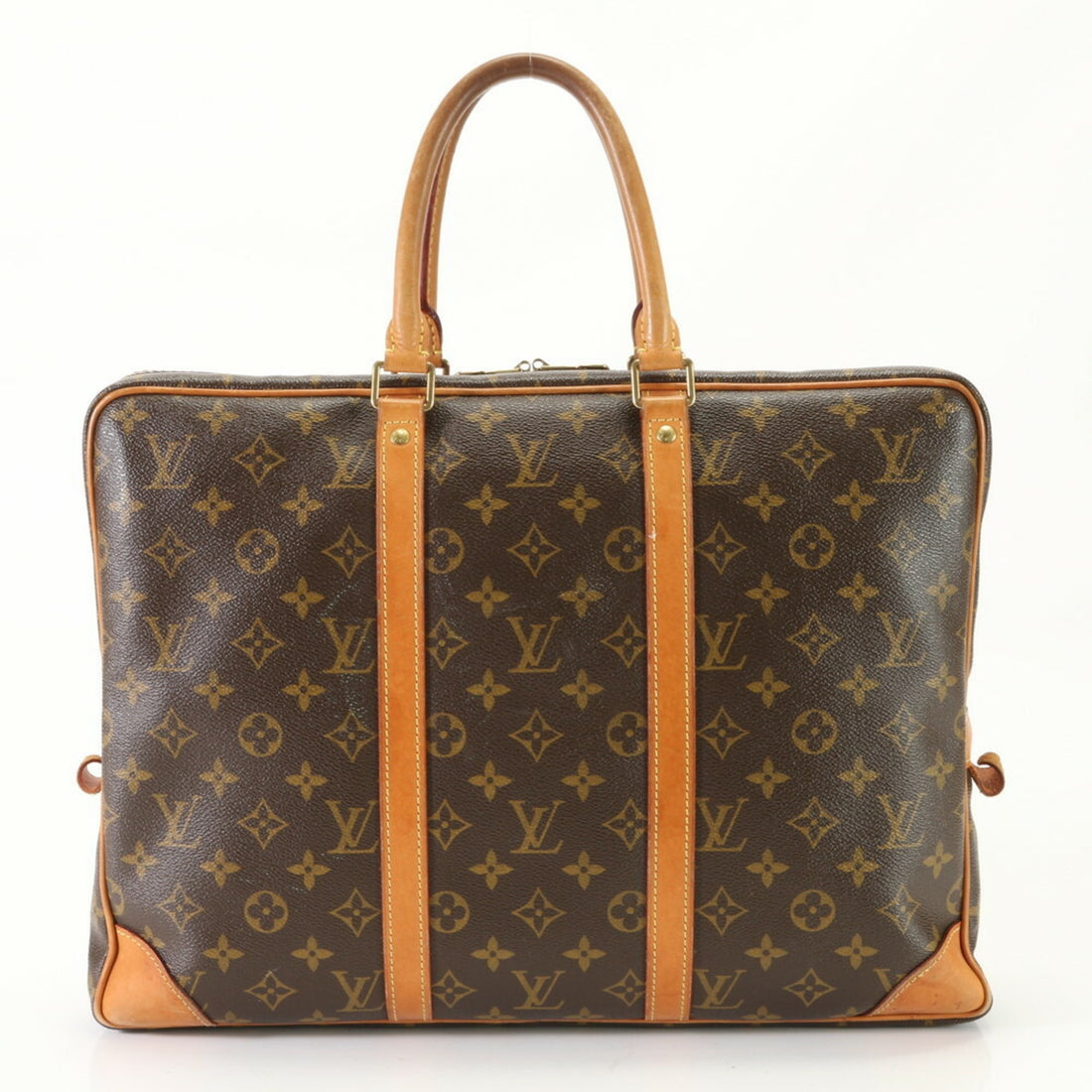 Louis Vuitton Porte Documents Brown Canvas Briefcase Bag