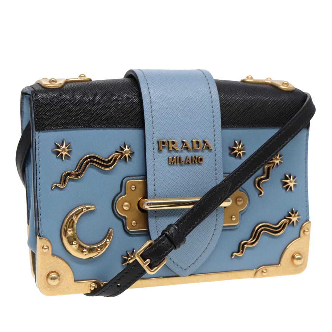 Prada Blue Leather Shoulder Bag