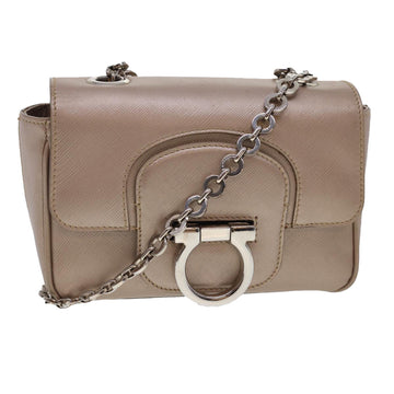 Salvatore Ferragamo Beige Leather Shoulder Bag