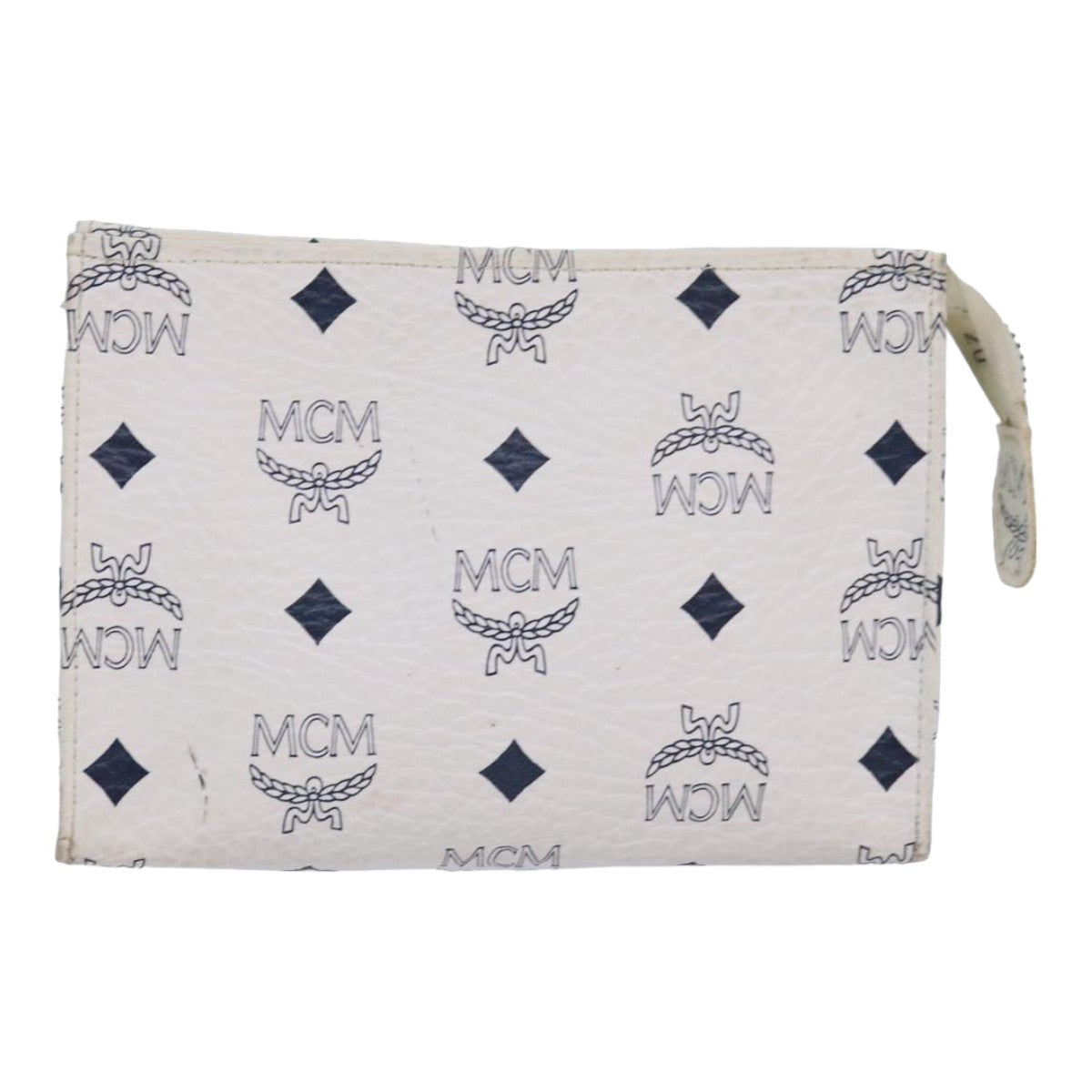 MCM Visetos White Leather Clutch Bag