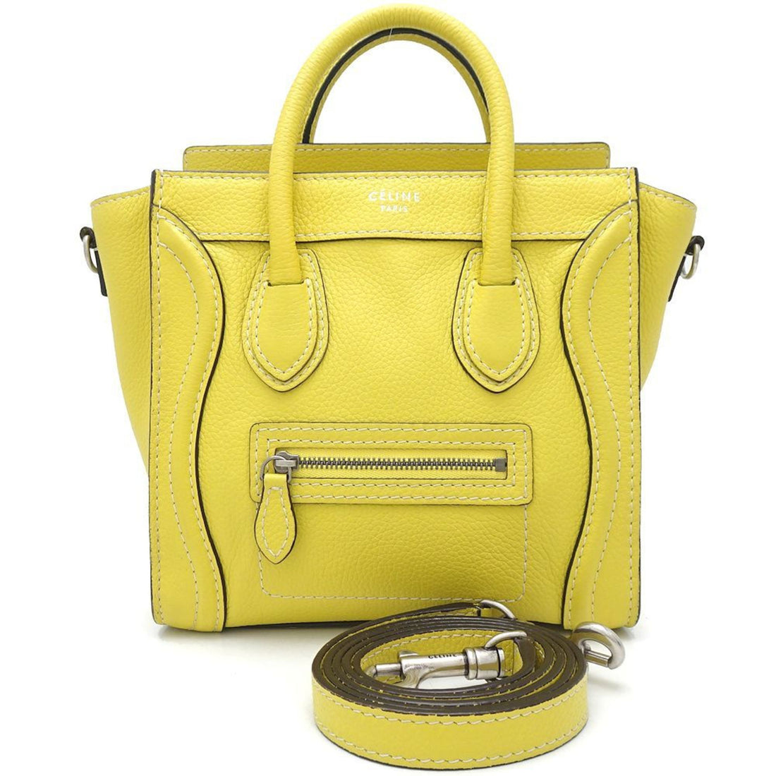 Céline Luggage Yellow Leather Tote Bag