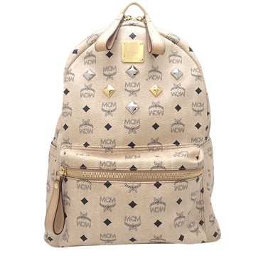 MCM Stark Visetos Beige Canvas Backpack Bag