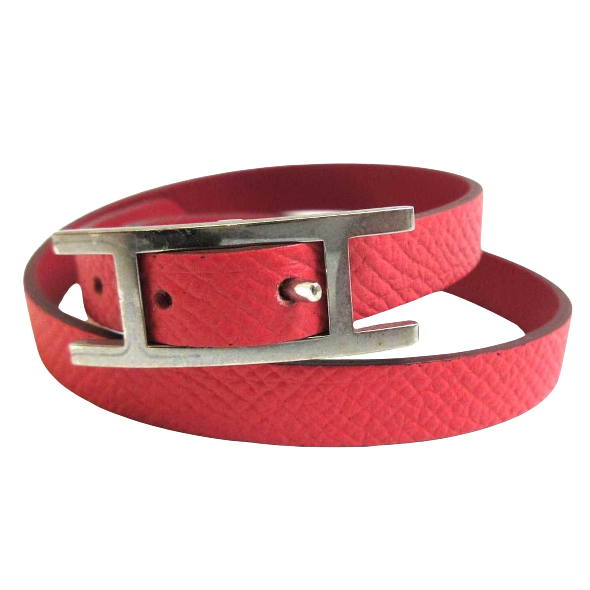 Hermès Behapi double tour Red Leather Bracelet 