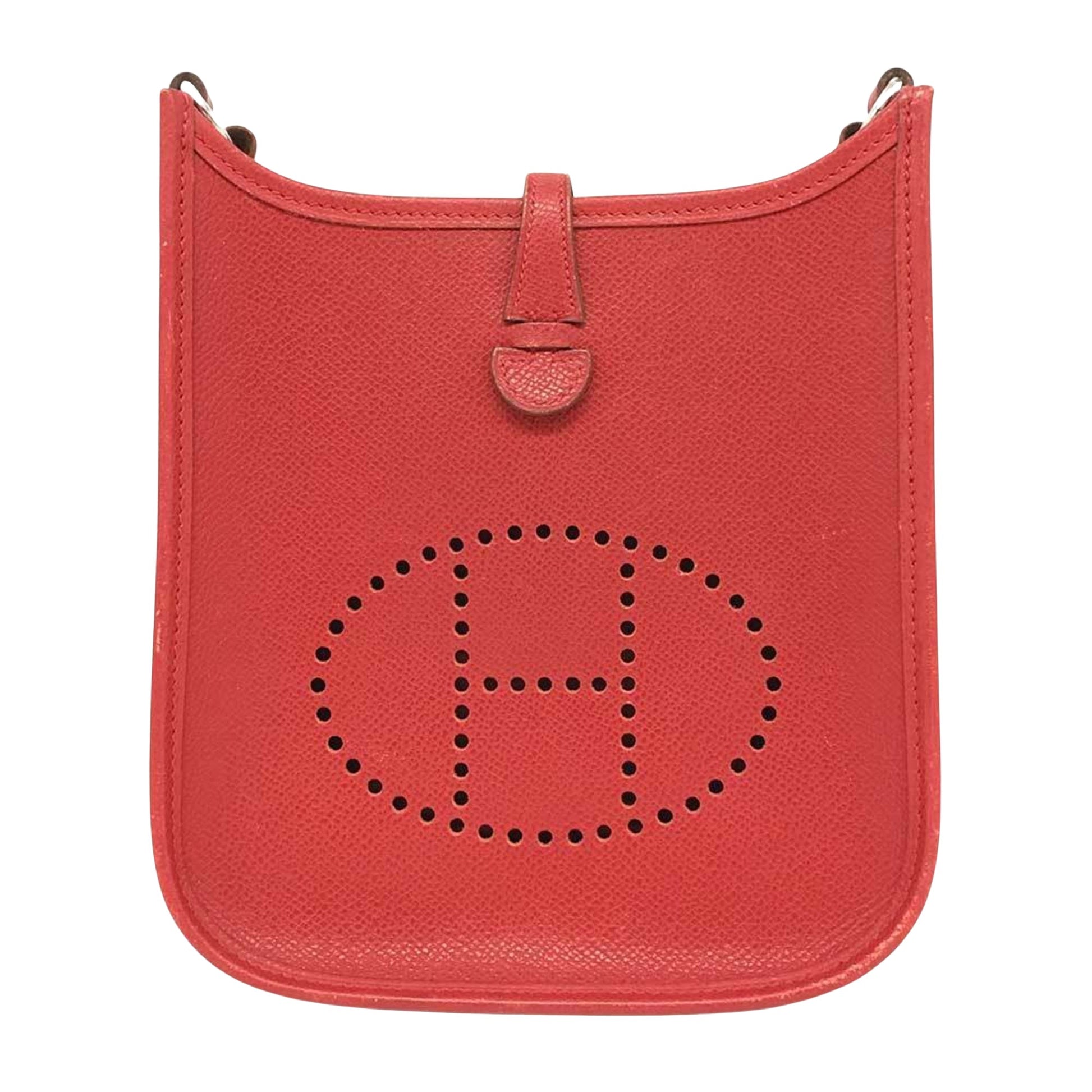 Hermès Mini Evelyne Red Leather Shoulder Bag