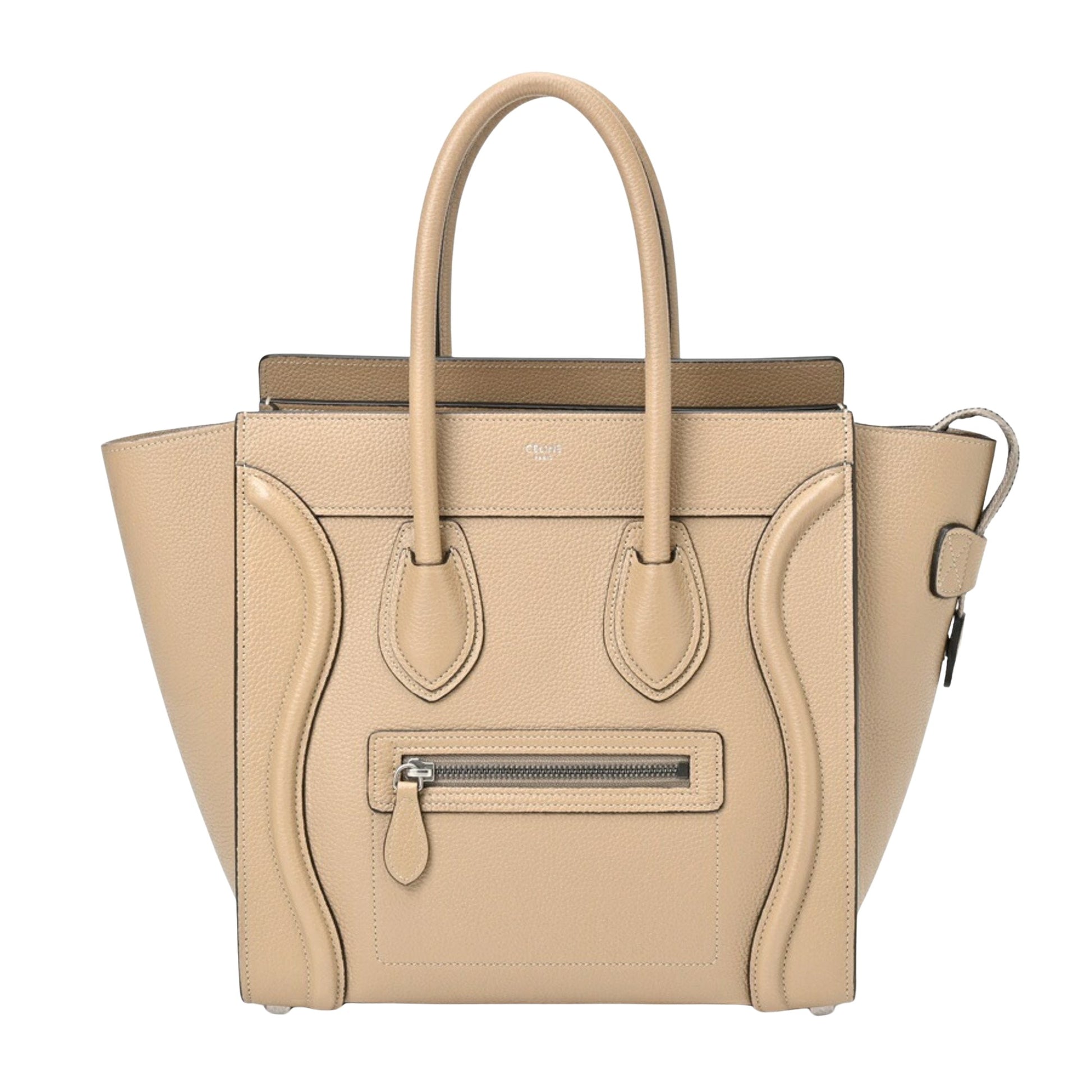 Céline Micro Luggage Beige Leather Tote Bag