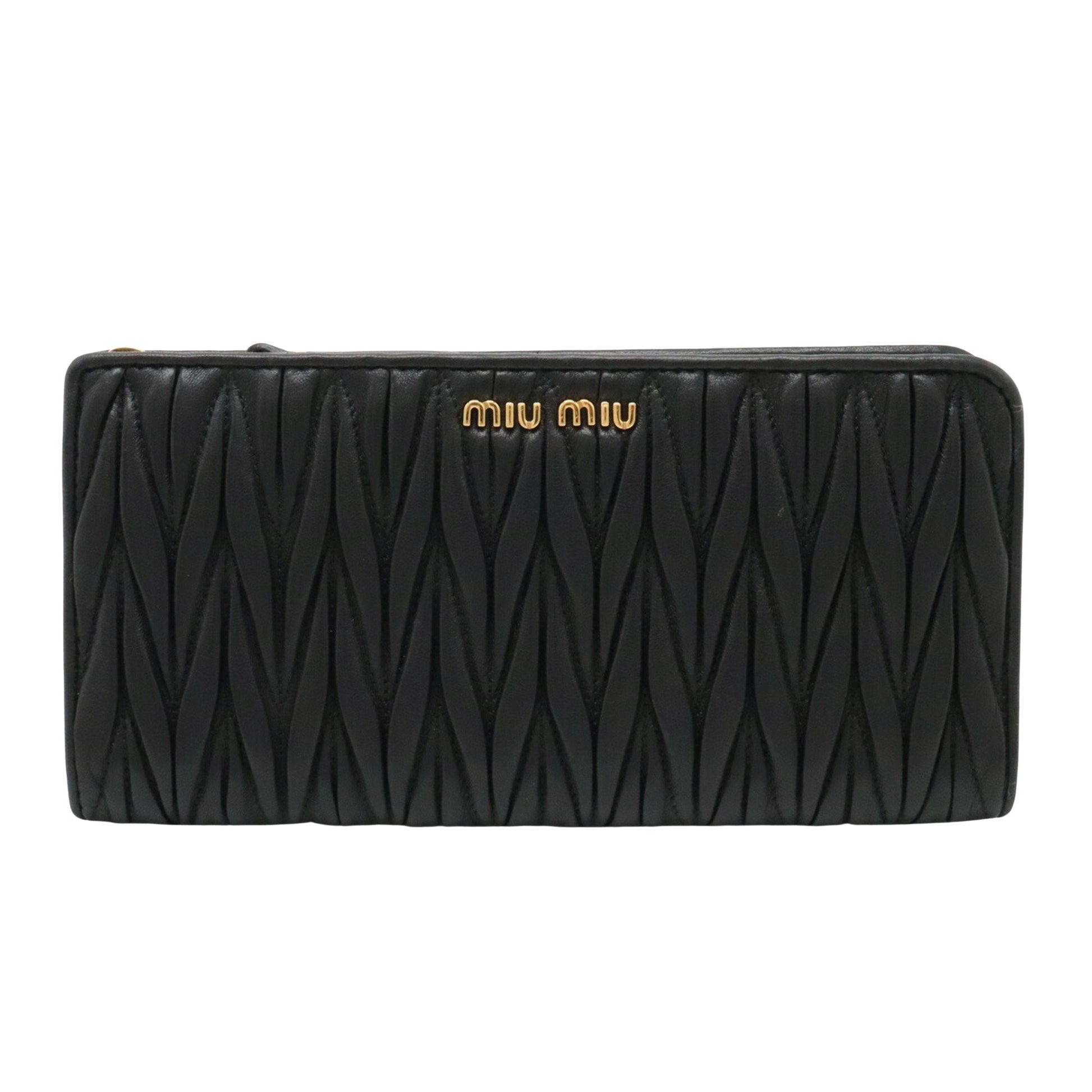 Miu Miu Matelassé Black Leather Wallet 