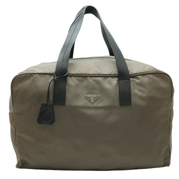 Prada Boston Khaki Synthetic Travel Bag