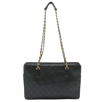 Chanel Matelassé Black Leather Shopper Bag