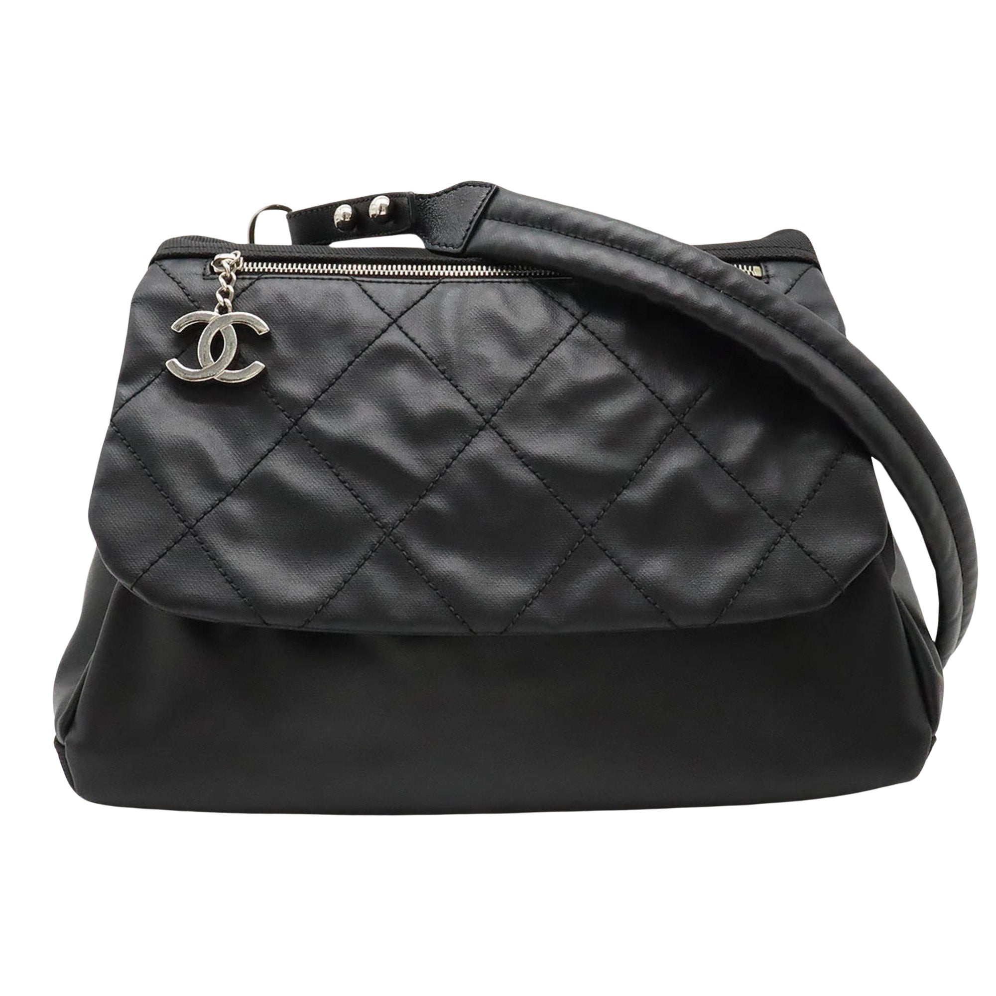 Chanel Paris Biarritz Black Leather Shopper Bag