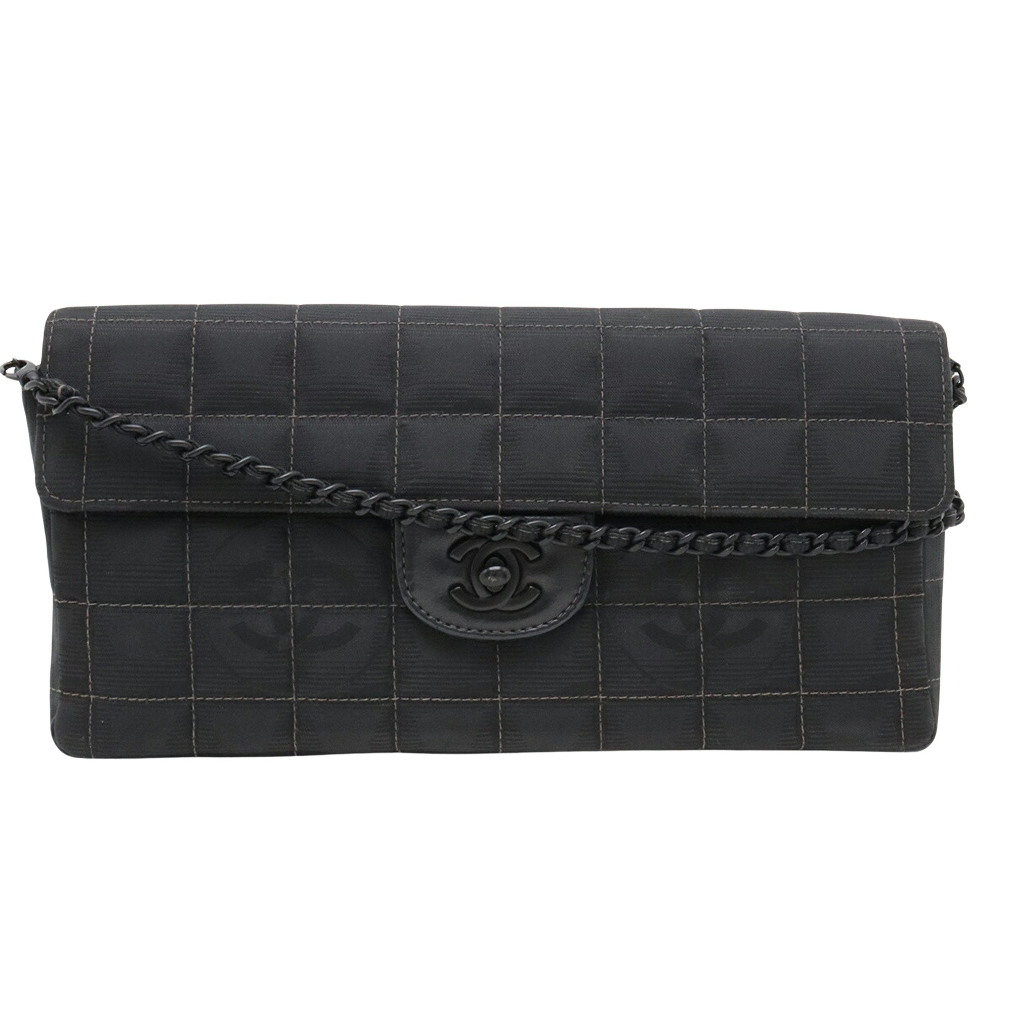 Chanel Chocolate bar Black Canvas Shopper Bag