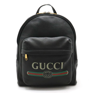 Gucci imprime Black Leather Backpack Bag