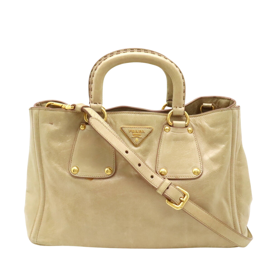 Prada Vitello Beige Leather Tote Bag