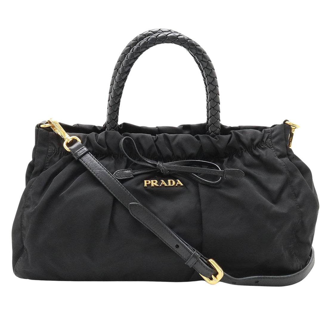 Prada Tessuto Black Leather Handbag 