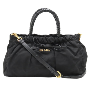 Prada Tessuto Black Leather Handbag 