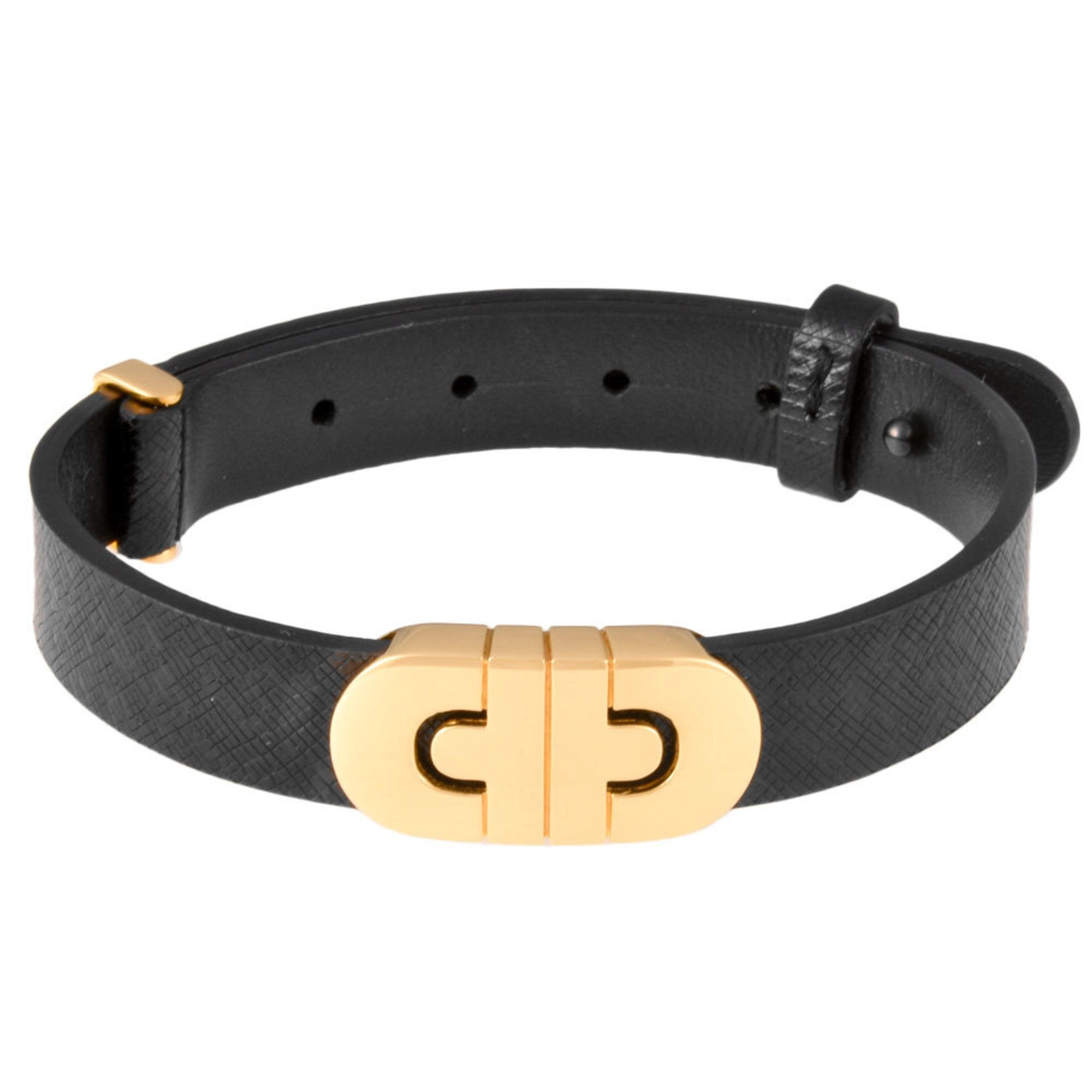 Bulgari Parentesi Black Leather Bracelet 