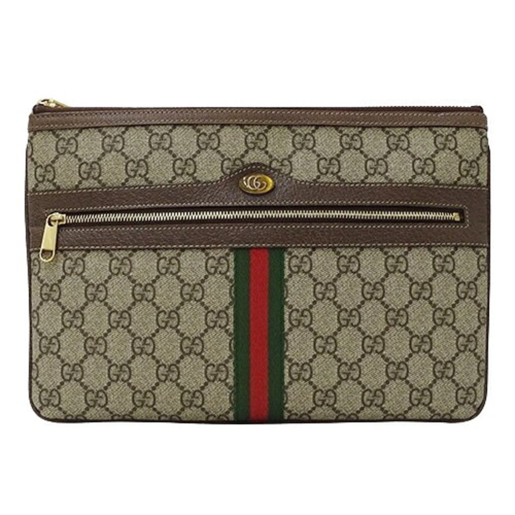 Gucci GG Supreme Beige Canvas Clutch Bag