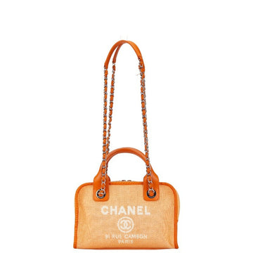 Chanel Deauville Orange Canvas Handbag 