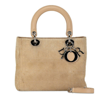 Dior Lady Dior Beige Suede Handbag 